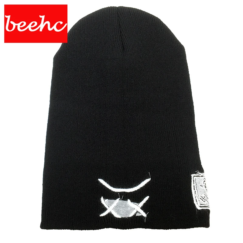 Горячая осень зима теплая Мода Вышивка Sad face skullies beanie для взрослых женщин мужчин шапка xxxtentacion шапка в стиле хип-хоп Лыжная Шапочка