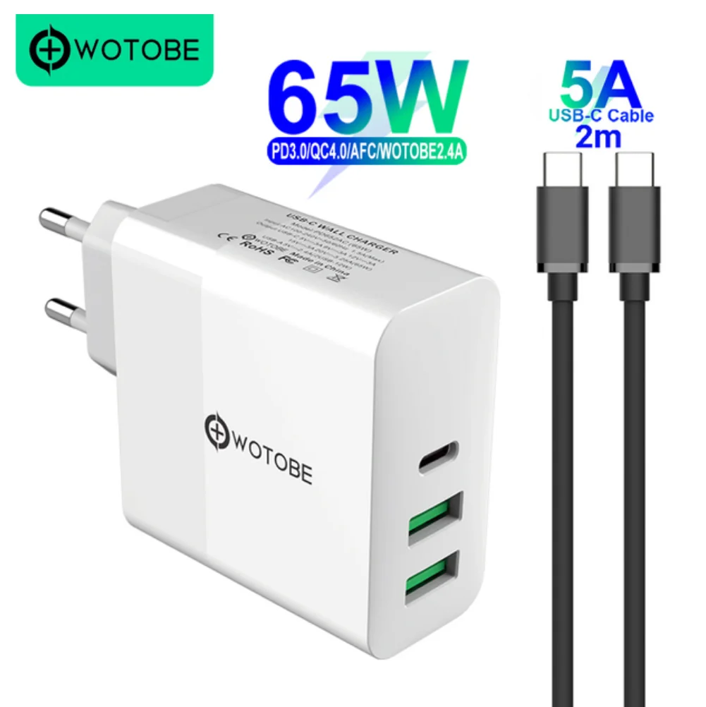 65 watt charger phone 65W TYPE-C USB-C Power Adapter,1Port PD65W QC3.0 Charger For USB-C Laptops MacBook Pro/Air iPad Pro,2port USB for Samsung iPhone charger 100w Chargers