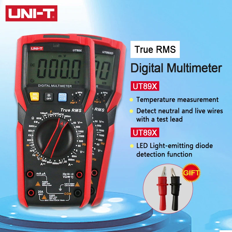 

UNI-T UNIT UT89X UT89XD Mini Handheld Digital Multimeter AC DC Voltmeter Capacitance Resistance Tester True RMS NCV 20A Current