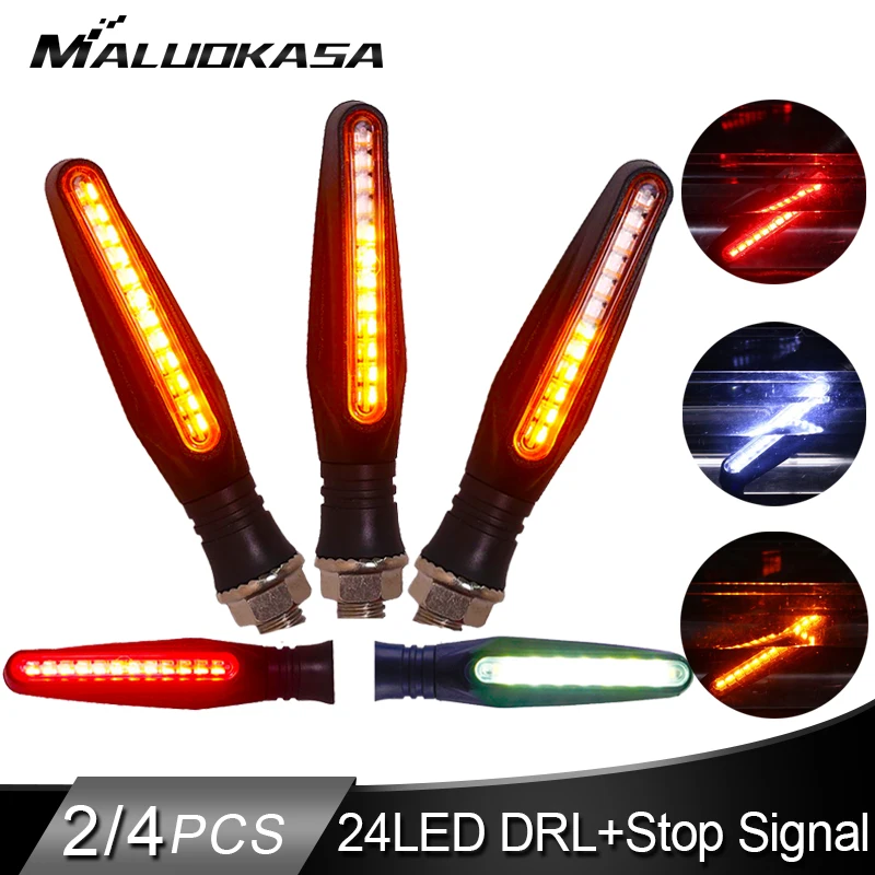 

Motorcycle Turn Signals Light LED Flowing Water Flashing Lamp Built-in Relay Blinker Stop Signals IP68 Bendable Tail Lights