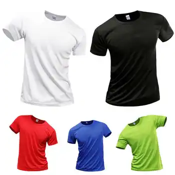 

T-Shirt Breathable Mans Wicking Dry Athletic Smooth Tee Polyester Quick Mens Solid quick drying T-shirt