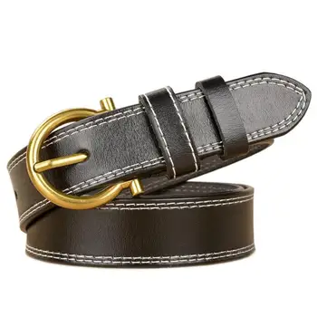 

Women Genuine Leather Fashion Lady Designer Belt Cowskin Vintage Gold Buckle Dress Jeans Belts Quality Guarantee ZLB394A