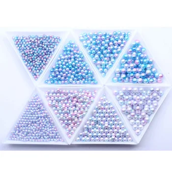 

1000pcs 3-6mm Non Hotfix Round Mermaid Gradient Color Pearl Rhinestones Trim Scrapbook Accessories for Jewelry Nail Art Decor G