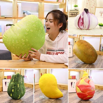 

3D Simulation Onion Mangos vegetables Fruit Plush Stuffed Doll Toy Photography props Sofa Chair Decor New Year Gift For Girl kid