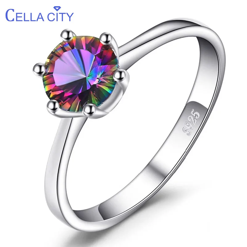 Женское кольцо из серебра 925 пробы с Мистик топазом|Кольца| |