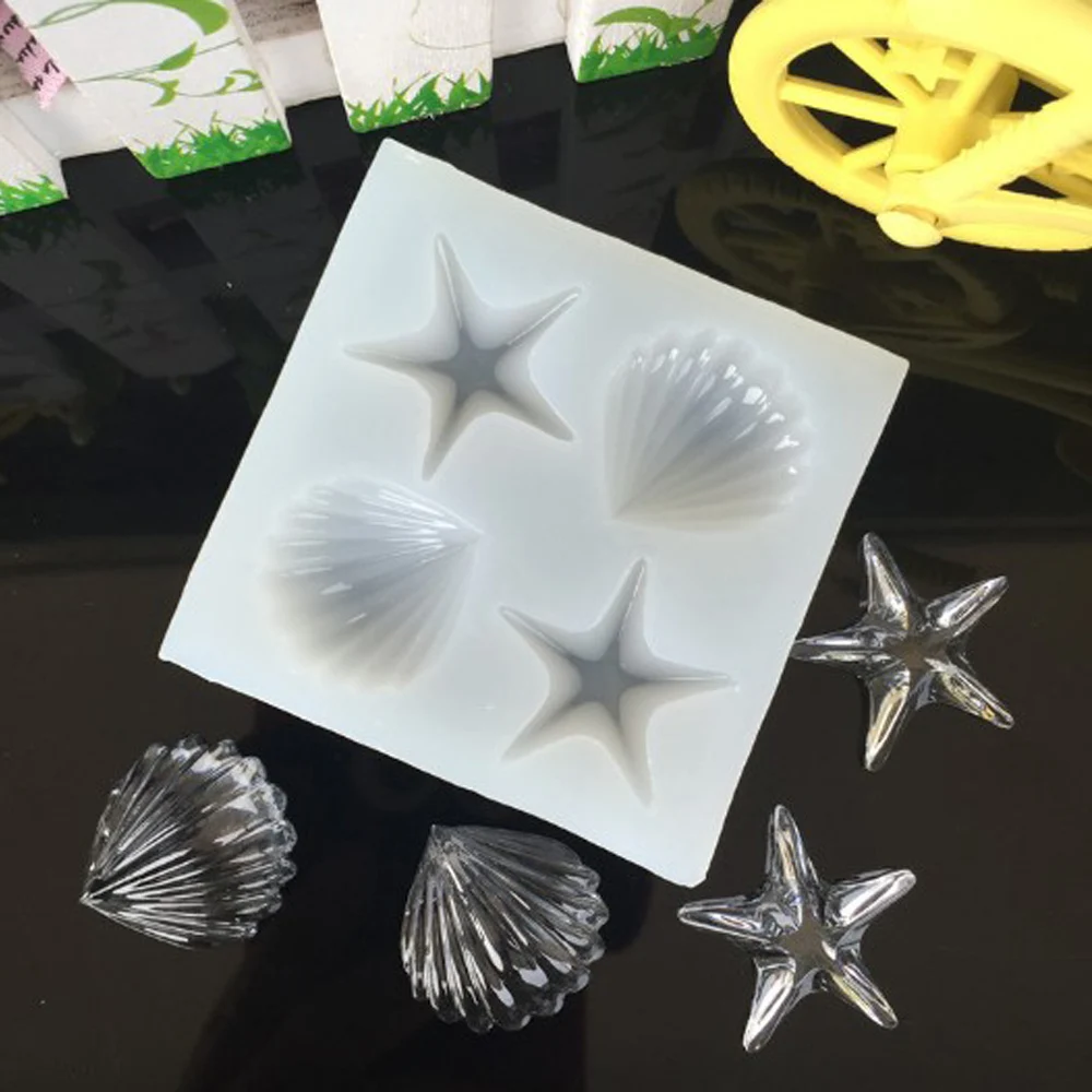 Mirror Shell Pentagonal Starfish Silicone Chocolate Mold Jelly Mold Creative Baking Pudding Mold Jewelry Mold