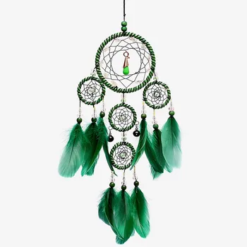 

Dream Catcher Green Four Circle Multicolored Wall Hanging - Attract Positive Dreams