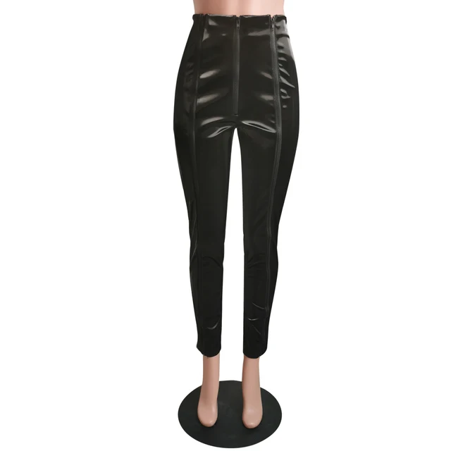 Casual Women Pants PU leather Pants Women Skinny Zipper sweatpants