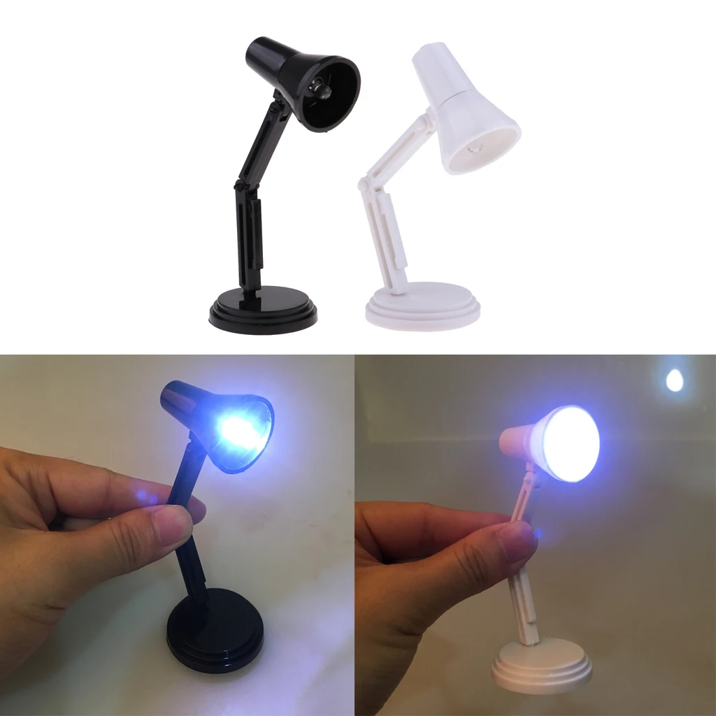 1:6 Scale Dollhouse Desk Lamp, 2 PCS Mini Reading LED Table Light Lamp for 12inch Dolls Action Figures