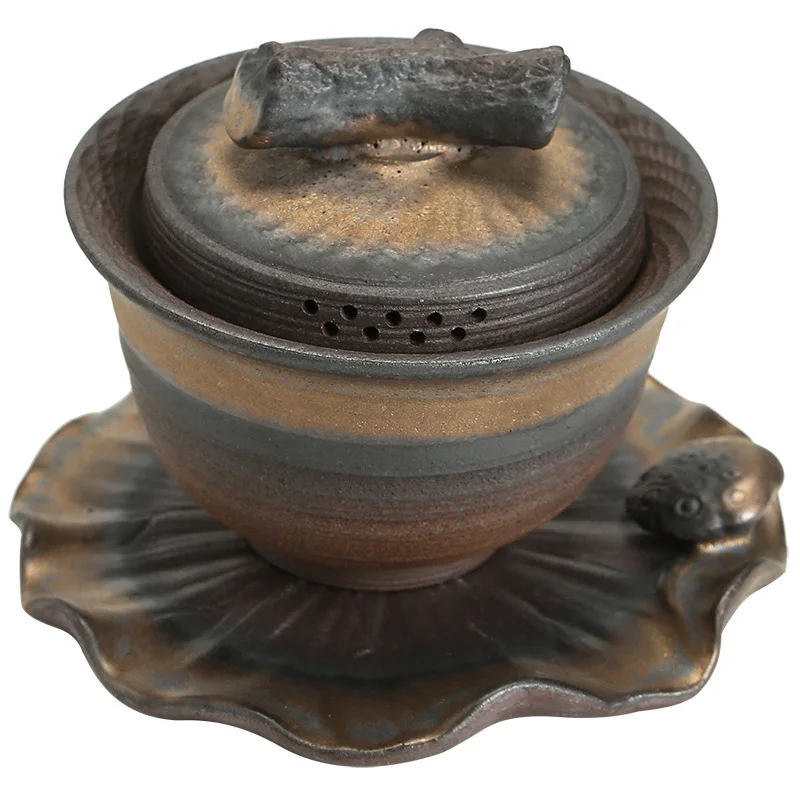 

Китайская ретро-чая Gaiwan, японская керамическая чашка ручной работы Gai wan, чайная посуда кунг-фу, чашка для чая