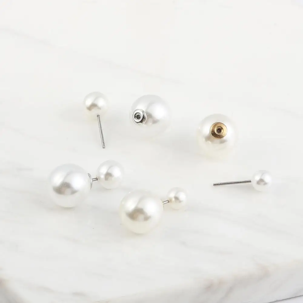 

20pcs White Ivory ABS Pearl Beads Stud Earring Back Stoppers Ear Post Nuts Plugging For Jewelry Making DIY Earring Base