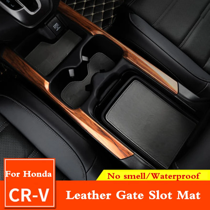 

21PCS Car Leather PU Gate Slot Mat Groove Pad Cup Mat Storage Mat Anti Slip Mat Interior Decoration For Honda CR-V CRV 2017 2018