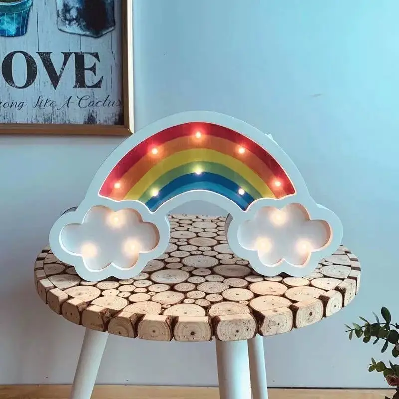 Скандинавский детский деревянный Радужный светодиодный светильник для детской комнаты скандинавский стиль домашний Декор Настенный декор для детской спальни