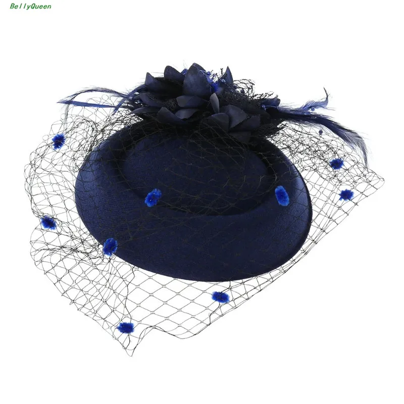 Вуалетки заколка для волос повязка на голову Pillbox шляпа котелок перо вуаль Свадебная вечеринка Новинка