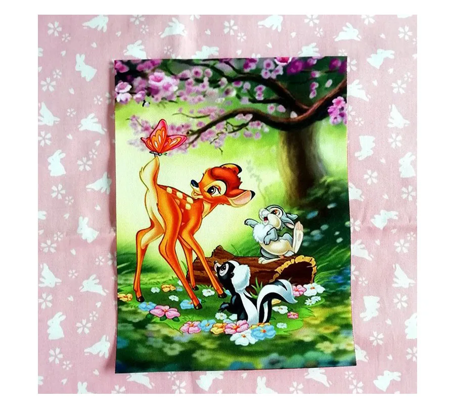 15x20cmDisney олененок декоративный холст ткань ручная окрашенная ткань для сумки/Картины/бумажника/украшения хлопчатобумажная льняная ткань