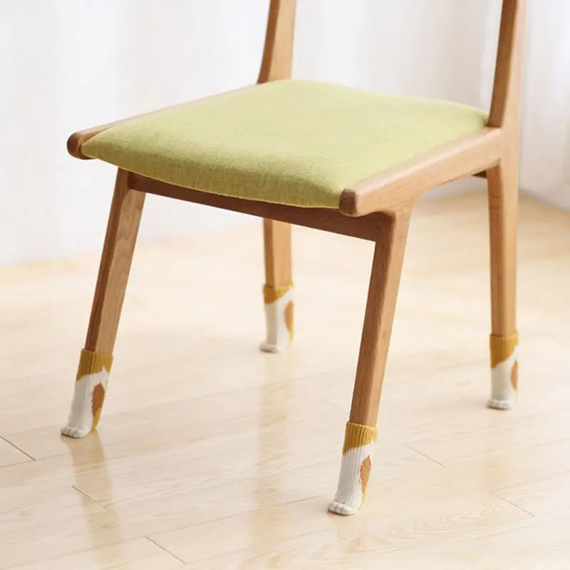 4 шт., чехол для стула, вязаная ножка стола с кошачьими лапами, защитная ножка стола, носочки для мебели, противоскользящая защита для обеденного стола