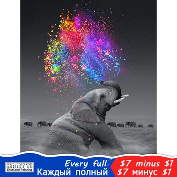 

Diamond embroidery diamond painting animal elephant water spray color paint mural 5D DIY cross stitch diamond mosaic custom gift