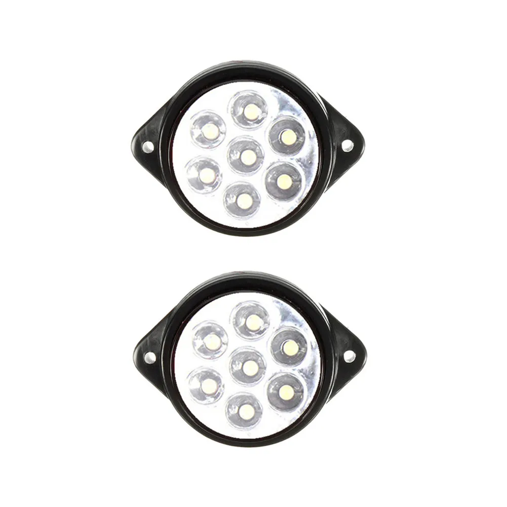 White-2pcs Автомобильные аксессуары 24 В светодиодный фонарь 7 светодиодный s круглый боковой маркер световые сигнальные лампы идентификационные огни для грузовика - Испускаемый цвет: White-2pcs