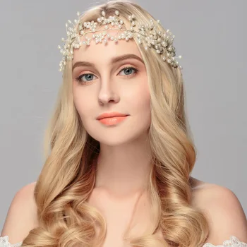 

Bridal Pearl Hairband Headdress Handmade Crystal Beads Headband Tiara Fashion Wedding Hair Accessories For Women TS113