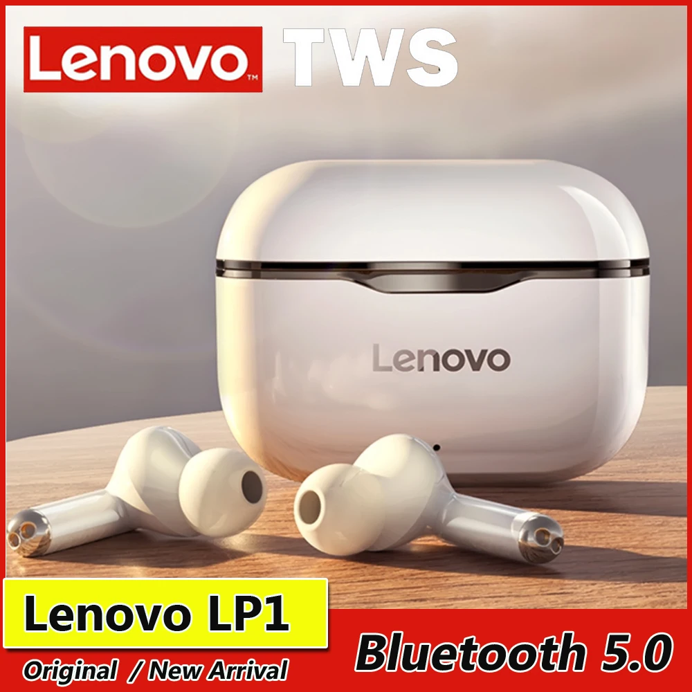 Earphone Bluetooth Bass Lenovo Lp1 Noise-Reduction Tws Wireless Original Touch-Control
