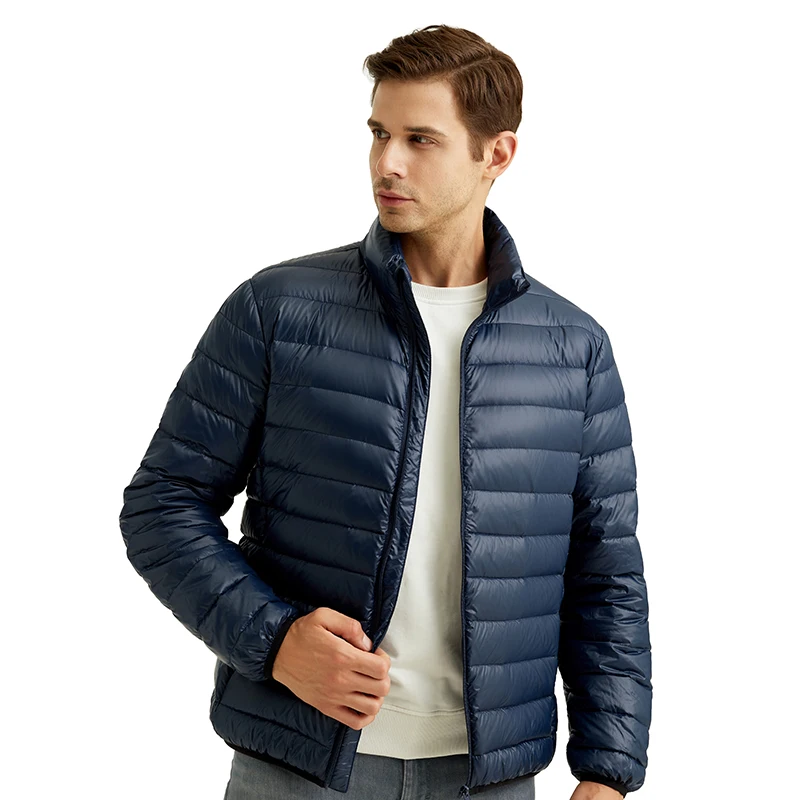Men's Down Jacket Lightweight Packable Waterproof Coat Hooded Puffer Jacket