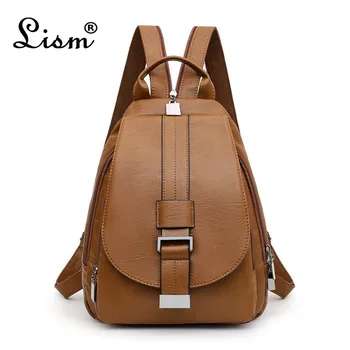 

3 in 1 Women PU Leather Backpack Casual Female Chest Bag Sac a Dos Travel Ladies Bagpack Mochilas School Bags For Girls