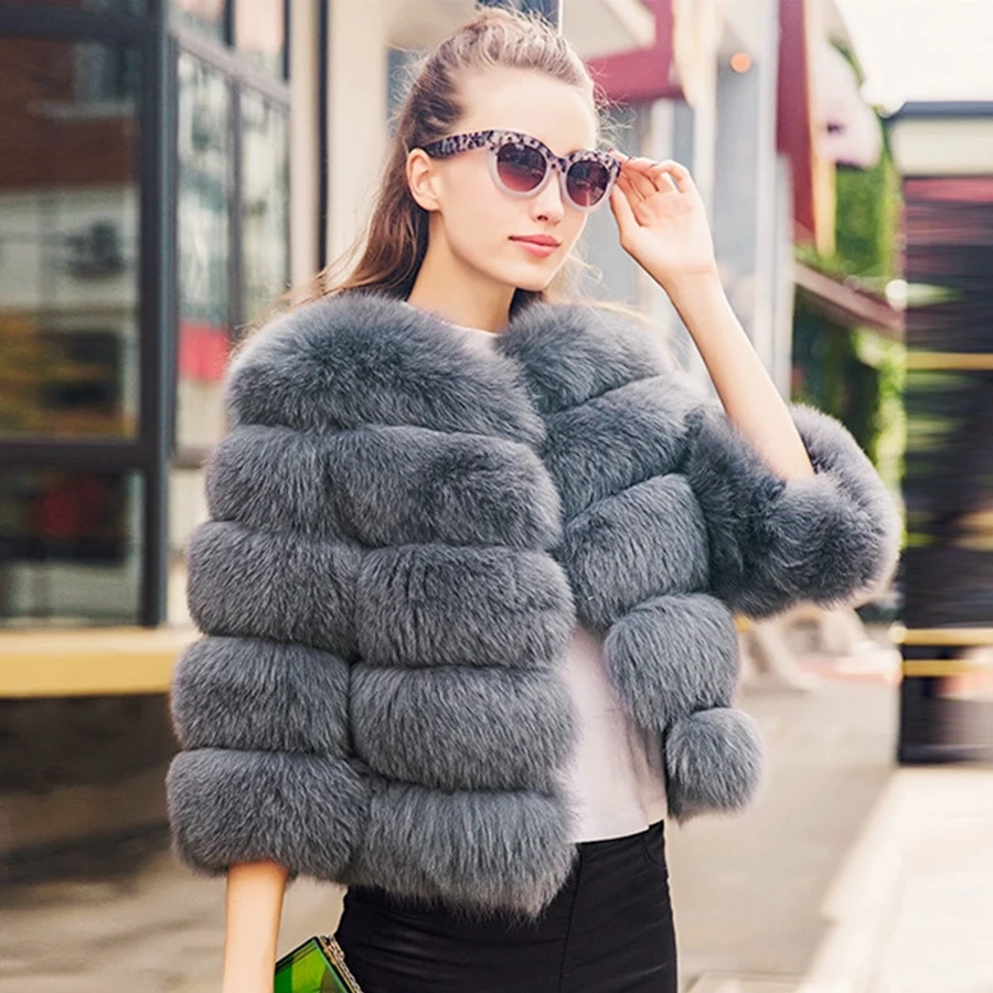

2019 real fur coat short real fox fur coat full pelt soft warm natural fox fur