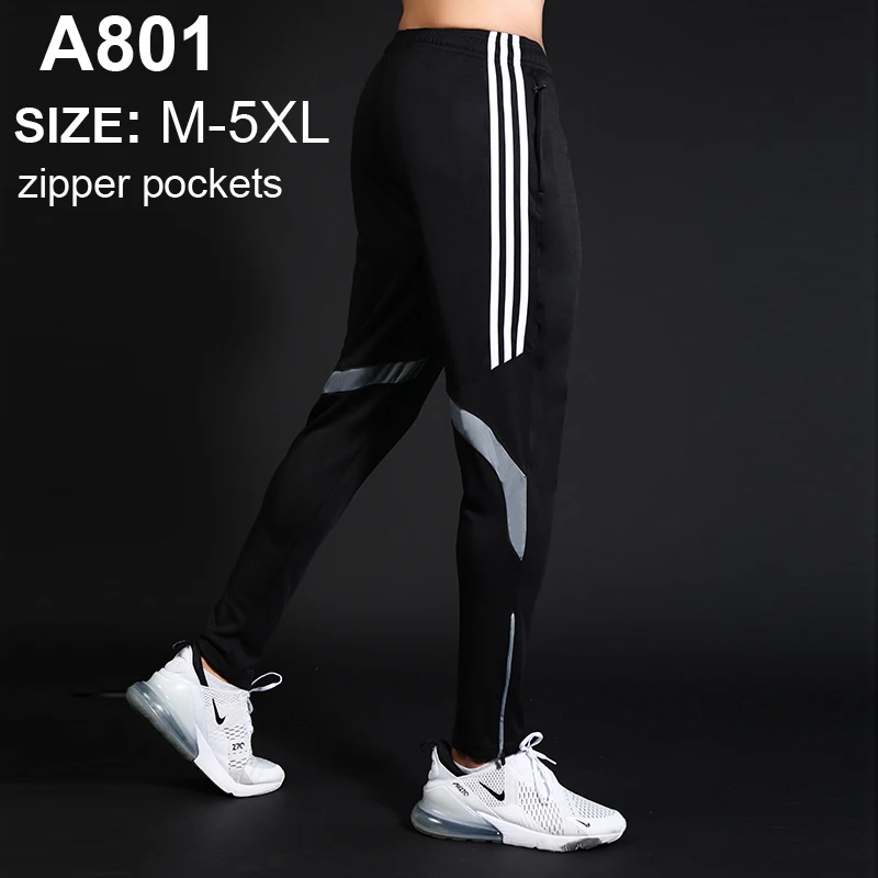 A801 Grey Мужские спортивные штаны для бега на молнии, спортивные штаны для футбола, спортивные штаны для тренировок, эластичные леггинсы для бега, штаны для спортзала - Цвет: A801 Grey