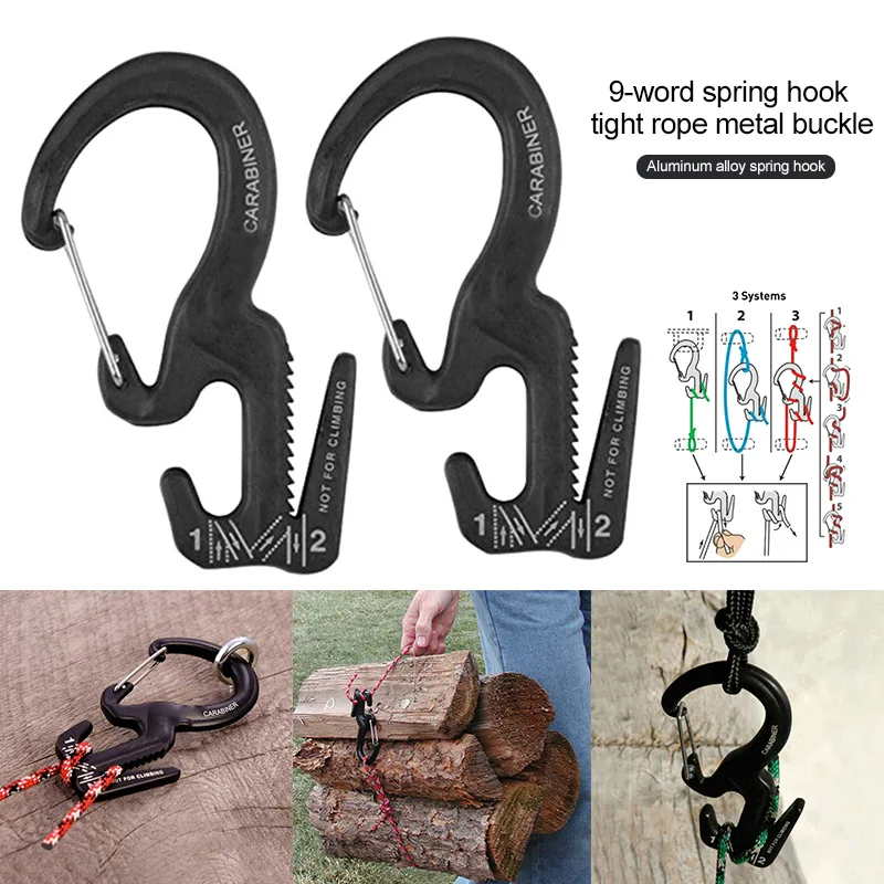 

Small Aluminum Rope Tightening Mechanism With Flexible Carabiner Clip Hook For droshipping