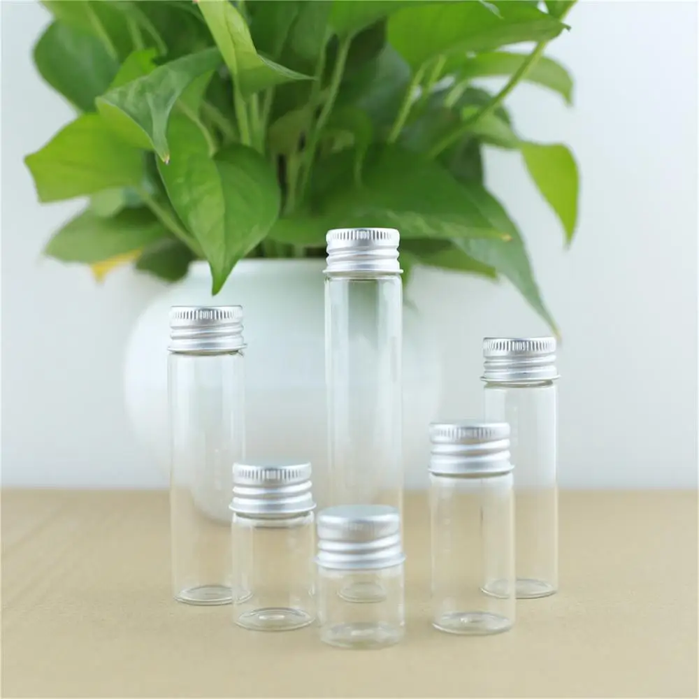 24 pcs/lot 15ml 11*22*70mm Tiny Glass Bottles Silver Screw Cap Decoration jar Glass Jars Mini Containers Small Vial Bottles