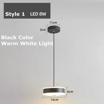 Warm White Light Скандинавская подвеска у кровати светильник акриловый металлический белый черный минималистичный длинный кабель светодиодный подвесной светильник - Цвет корпуса: Warm White Light