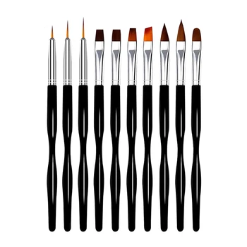 

10 Pcs Black Rod Nail Art Phototherapy Pen Multi-function DIY UV Gel Nail Brush Drawing Pen Set