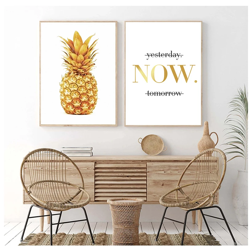 Motivational Quote Canvas Poster Pineapple Art Prints Wall Picture Home Decor 