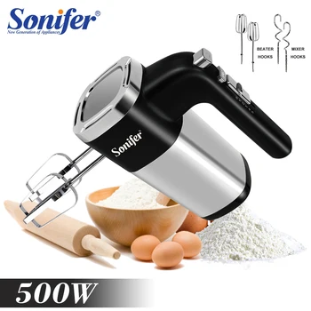 500W Electric Food Mixers With Dough Hooks Chrome Beaters Storage Case Kitchen Hand Mixer For Mixing Cakes Bread Dough Sonifer 1