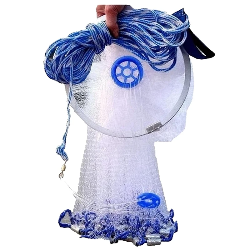 

8Ft Full Spread Nylon Filament Fish Gill Net Easy Throw Fishing For Hand Cast