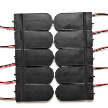 

5pcs Hold 2x CR2032 Button Coin Cell Battery Holder Case Storage Black Box 6V Wire Lead ON/OFF Switch
