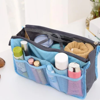 

Multifunction Tote Organizer Insert Bag Women Nylon Travel Insert Organizer Handbag Purse Large liner Lady Makeup Cosmetic Bag