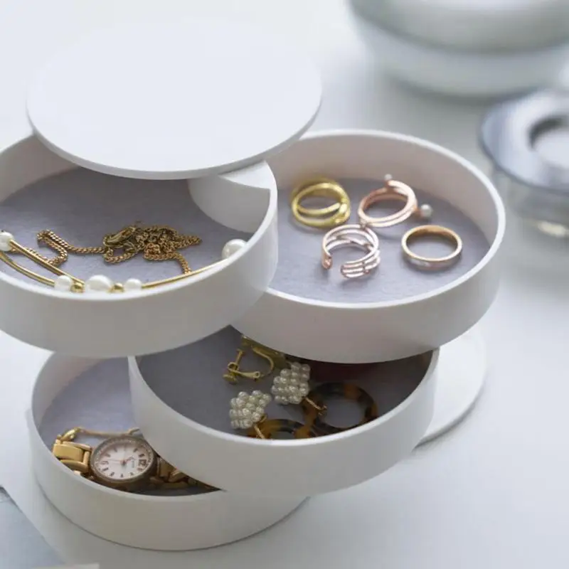 4 층 보석 정리함, 실린더 타워, 360 도 회전 화장품 케이스, 보관 케이스 홀더, 목걸이 팔찌 디스플레이 트레이