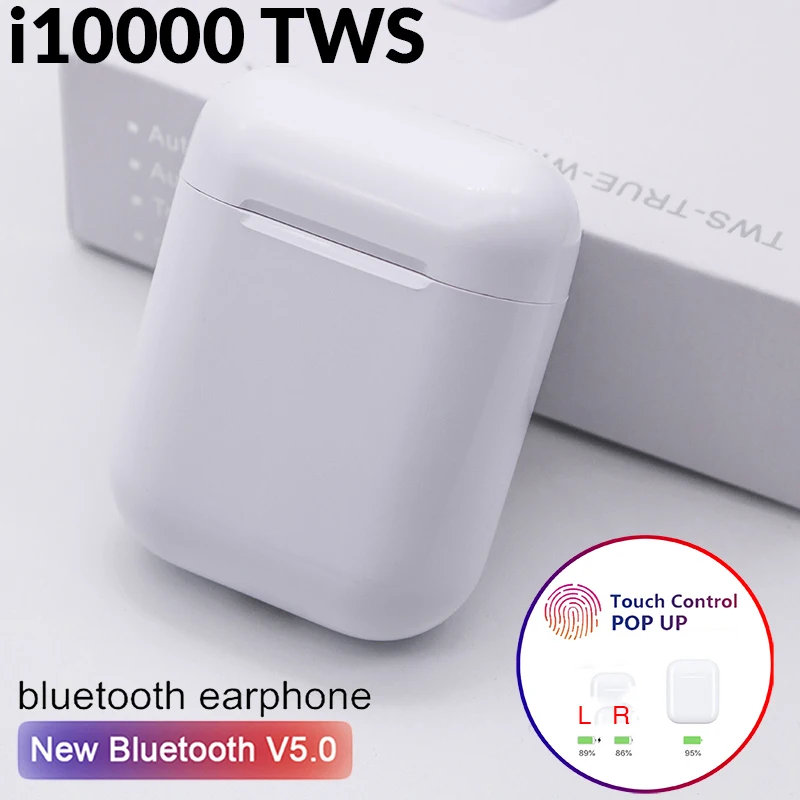 

New i10000 TWS 2019 Pop up Bluetooth 5.0 Headset Wireless Earphone Earbuds Charging Box Battery Replica PK i5000 i2000 i9000 TWS