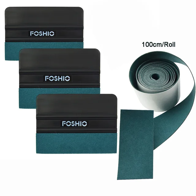 FOSHIO 3/6pcs Wrapping Squeegee for Film Cleaning Carbon Fiber Scraper Sticker Remover Window Tint Glass Vinyl Applicator Tools 3pcs with felt tape
