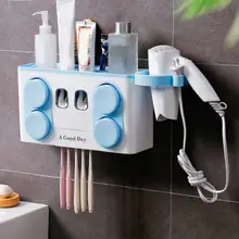 Настенный держатель для зубной пасты и щетки чашки фен органайзер для дома Ванная комната стеллаж для хранения дозатор для зубной пасты-держатель