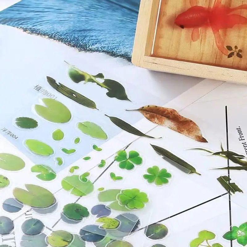 

Simulation Fish Leaves Duckweed Stickers Resin Goldfish Painting DIY Crafts