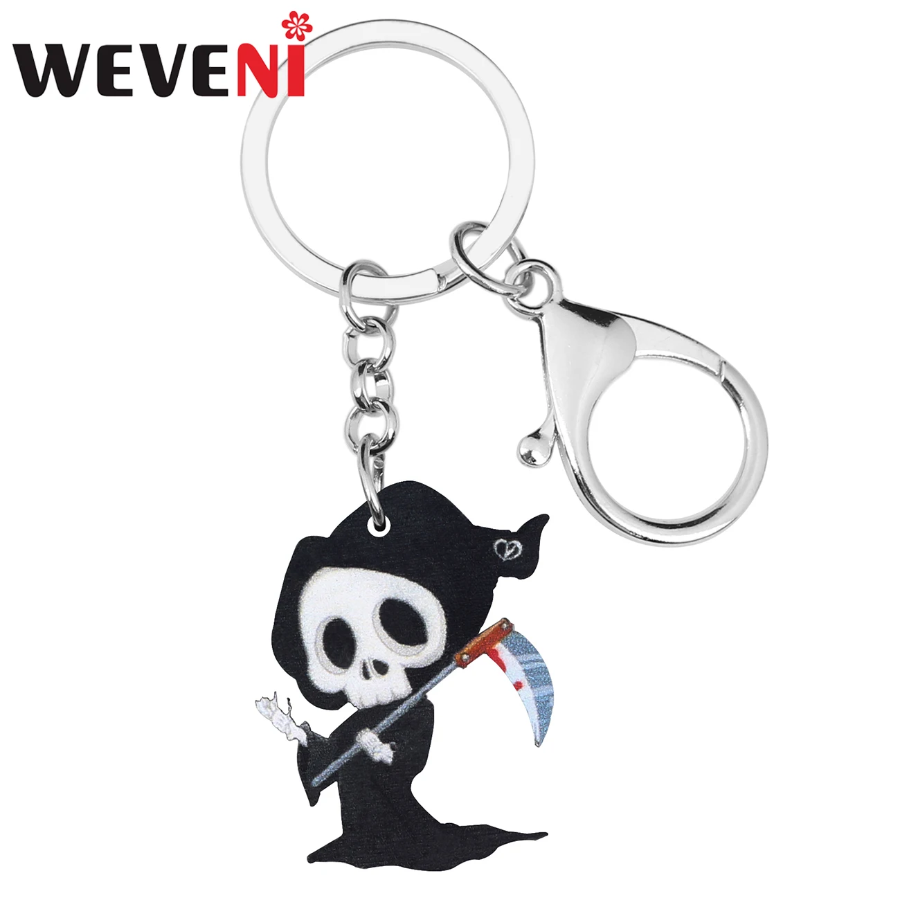 WEVENI акриловый скелет череп на Хэллоуин серповидный жнец брелок кольцо сумка