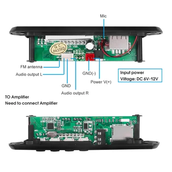 

5V 12V MP3 WMA WAV Wireless Bluetooth Decoder Board USB AUX Car Audio MP3 Player Module TF FM Decoder Board With Remote Control