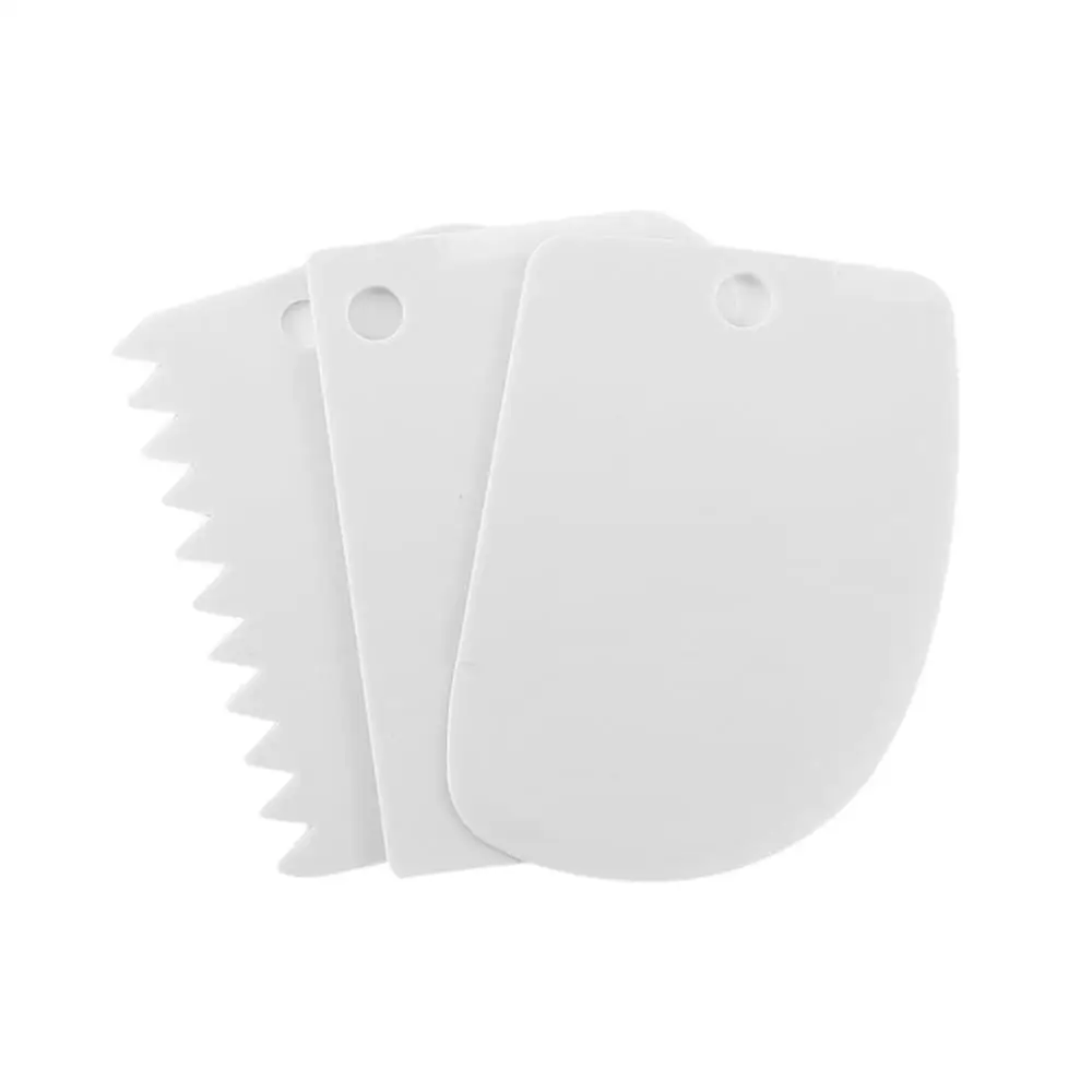 3pcs/set Plastic Dough Icing Fondant Scraper Set Cake Decorating Cream Scraper Cake Cut Knife Scrape Knife for Kitchen CD