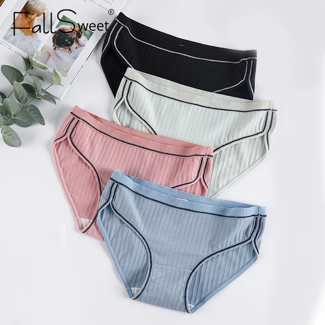 FallSweet 2PCS/Set Seamless Women's Panties Invisible Underwear Solid Color  Briefs Comfort Silk Sexy Lingerie Ladies