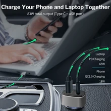 Deelife 65W Car Charger PD Type C USB PPS QC3.0 QC4.0 Vehicle Fast Charging for Laptop Phone Auto Charge