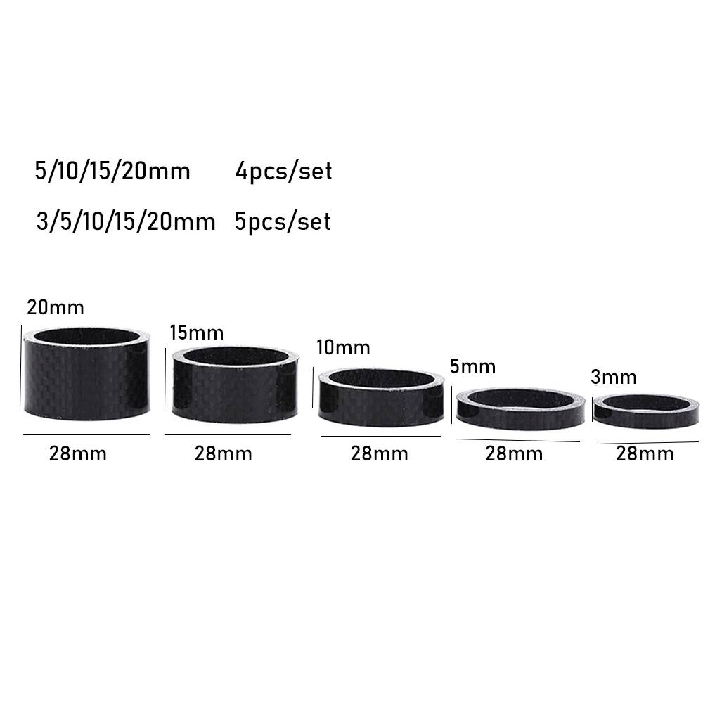 1/5 шт. 1 1/" 3 мм 5 мм 10 мм 15 мм 20 мм углеродная волоконная шайба для велосипедной гарнитуры набор разделителей для велосипеда ремонт деталей велосипеда