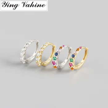 

ying Vahine 100% 925 Sterling Silver White & Coloured Zircons Round Circle Hoop Earrings for Women
