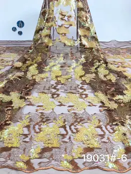 

Hot Sales Design Sequin Lace Fabric Embroidered Lace Nigerian Lace Fabrics For Wedding 2019 French Tulle Lace Fabrics